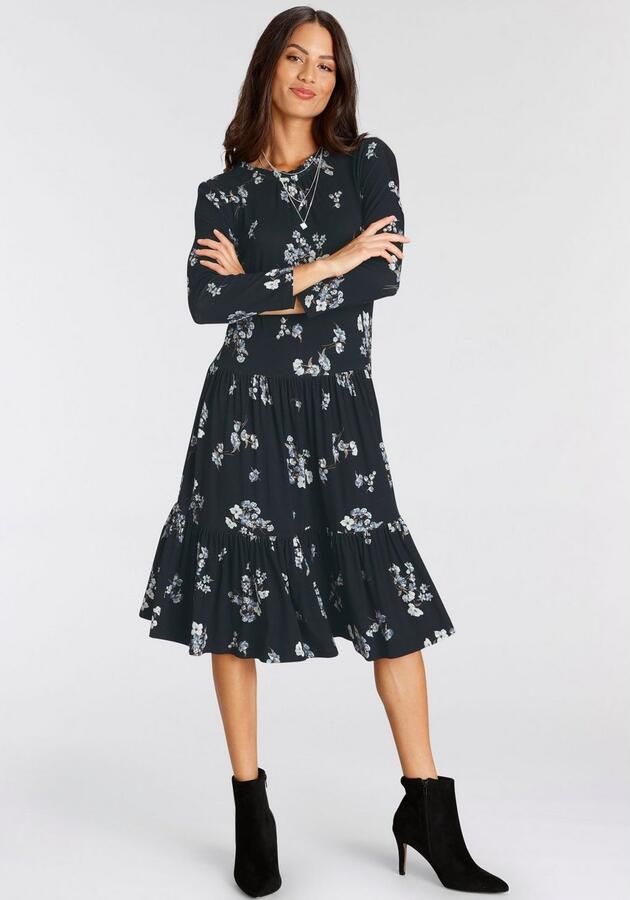 Laura Scott Jerseyjurk met ruches en bloemenpatroon - Foto 3