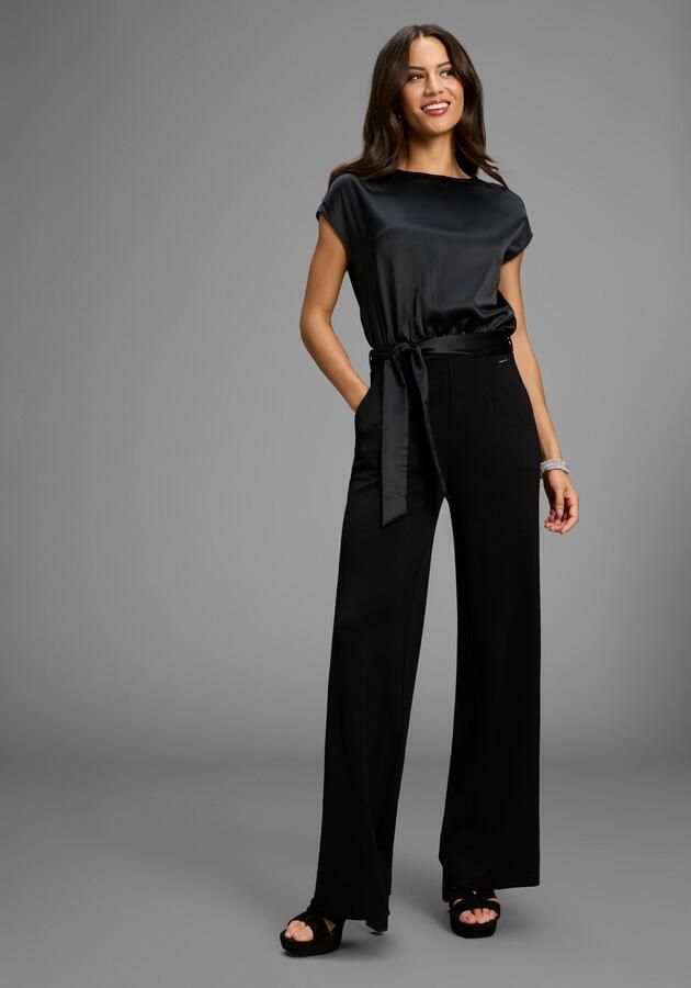 Laura Scott Jumpsuit van glanzend satijn met comfortabele jersey broek nieuwe collectie - Foto 6