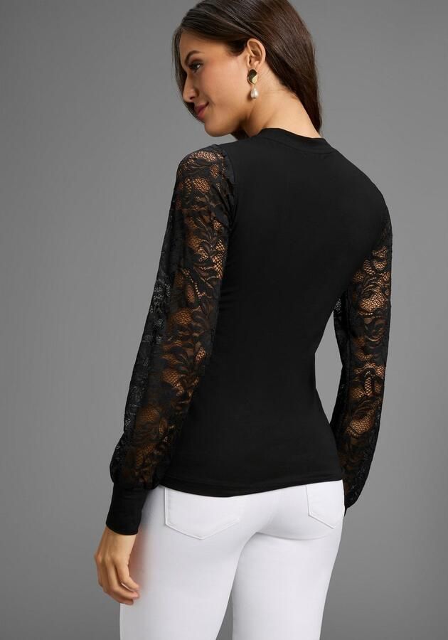 Laura Scott Kanten shirt met edel kant in mouwen en halslijn nieuwe collectie - Foto 3