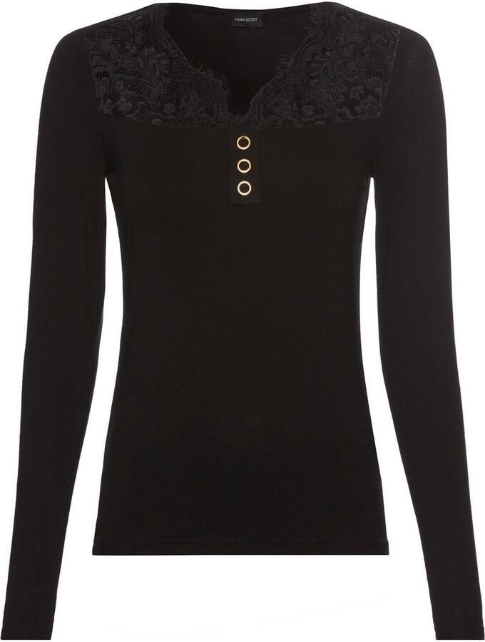 Laura Scott Kanten shirt met mooie sierknopen