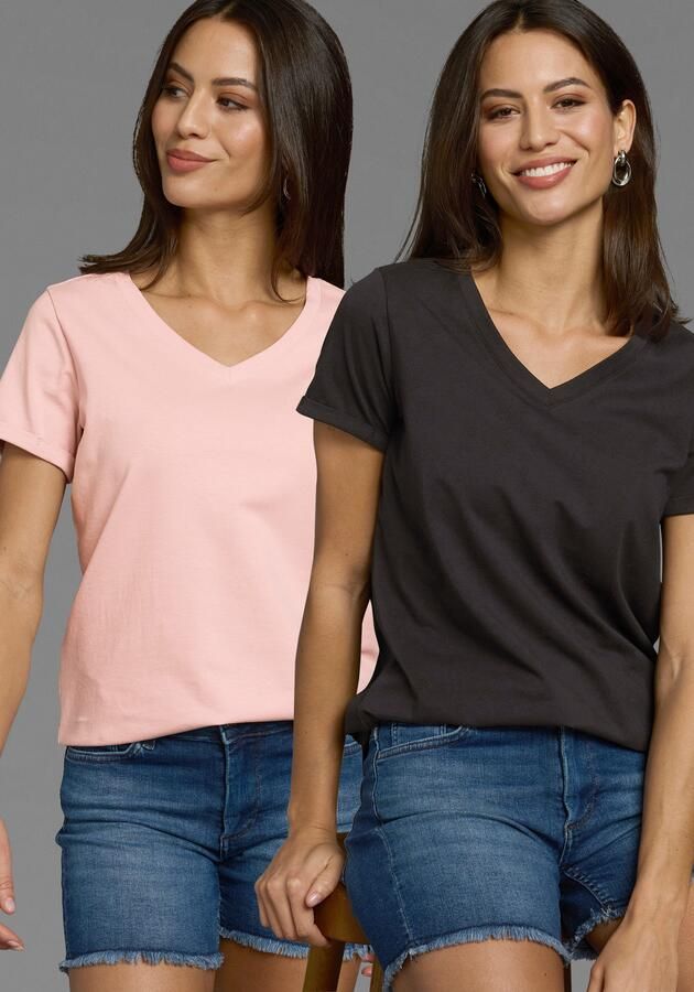 Laura Scott Lang shirt V-hals (2 stuks) - Foto 6