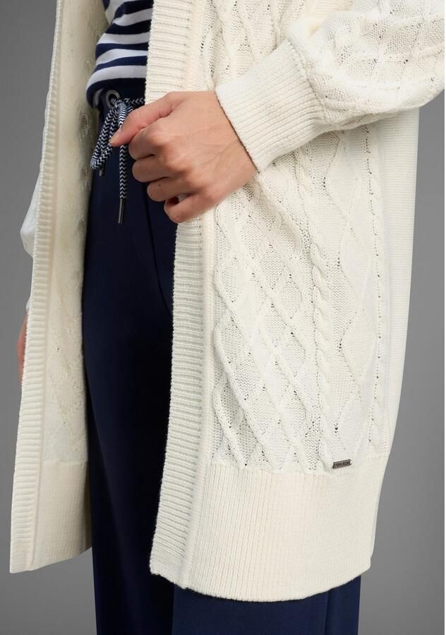 Laura Scott Lang vest Overgangsbreisel met capuchon en kabelbreisel NIEUWE COLLECTIE