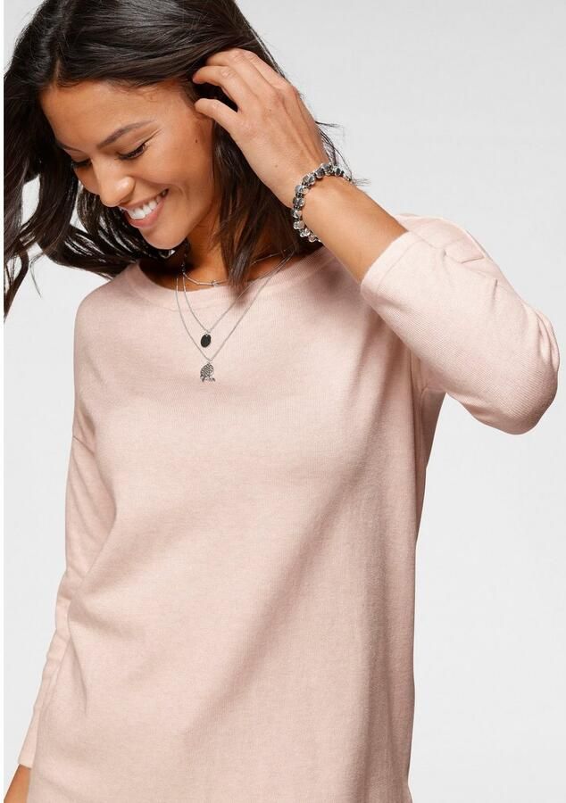 Laura Scott Lange trui Fijn breisel met boothals en zijsplit - Foto 2