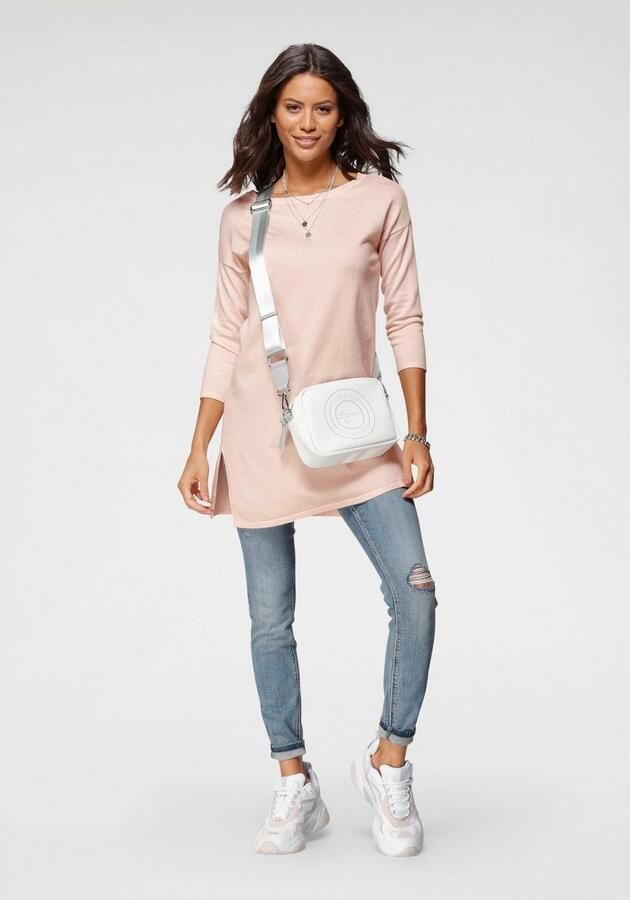 Laura Scott Lange trui Fijn breisel met boothals en zijsplit - Foto 6