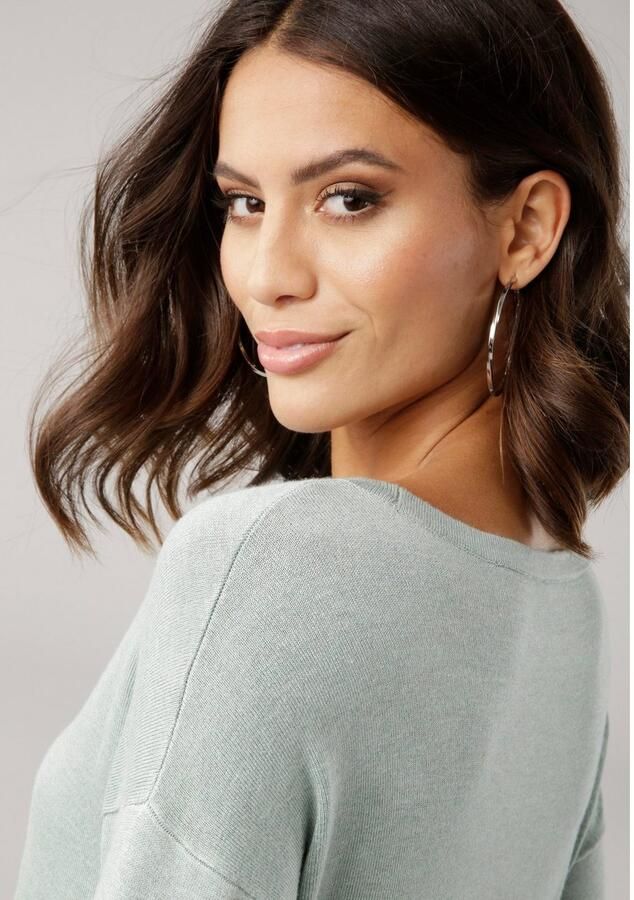 Laura Scott Lange trui Fijn breisel met boothals en zijsplit - Foto 3