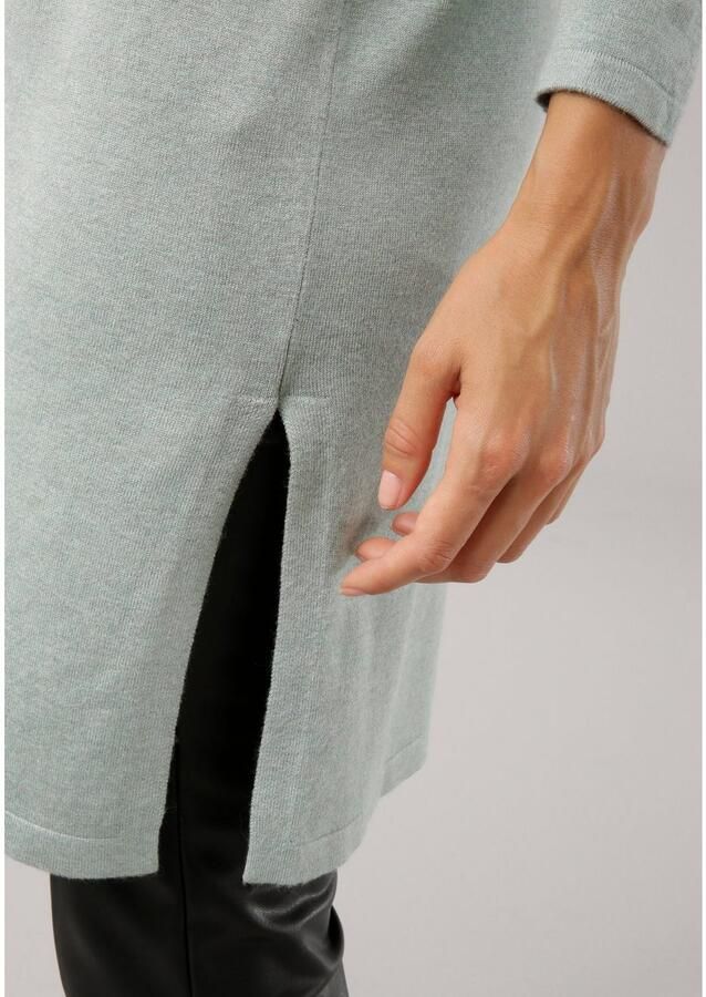 Laura Scott Lange trui Fijn breisel met boothals en zijsplit