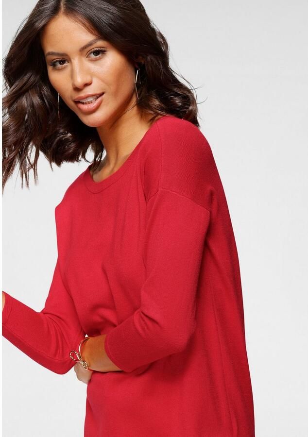 Laura Scott Lange trui Fijn breisel met boothals en zijsplit - Foto 3