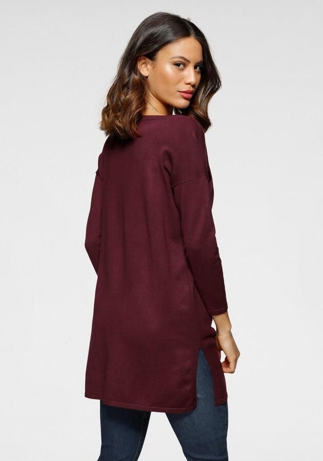 Laura Scott Lange trui Fijn breisel met boothals en zijsplit - Foto 5