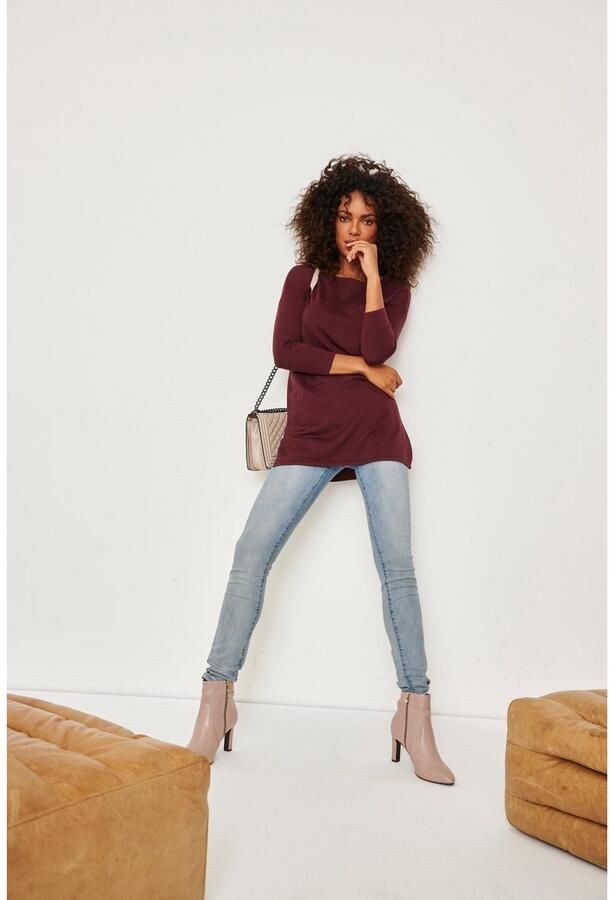 Laura Scott Lange trui Fijn breisel met boothals en zijsplit - Foto 7