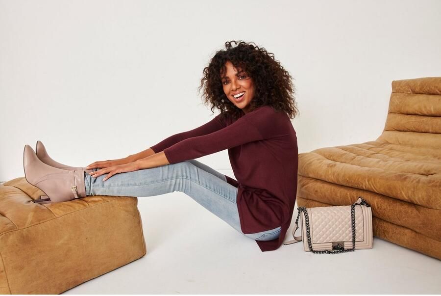 Laura Scott Lange trui Fijn breisel met boothals en zijsplit - Foto 8