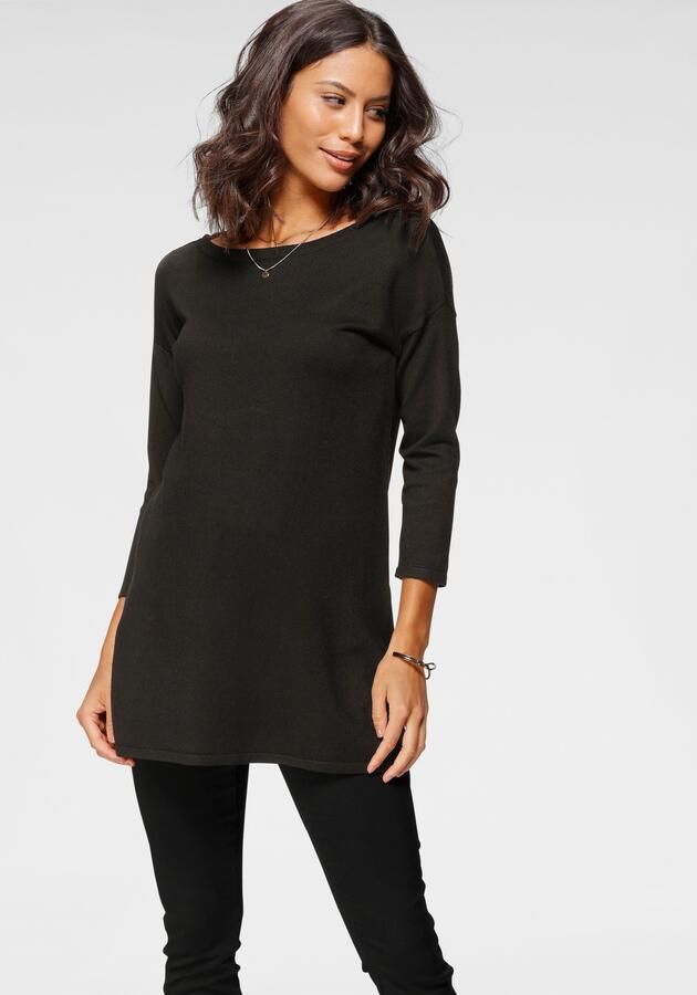 Laura Scott Lange trui Fijn breisel met boothals en zijsplit - Foto 8