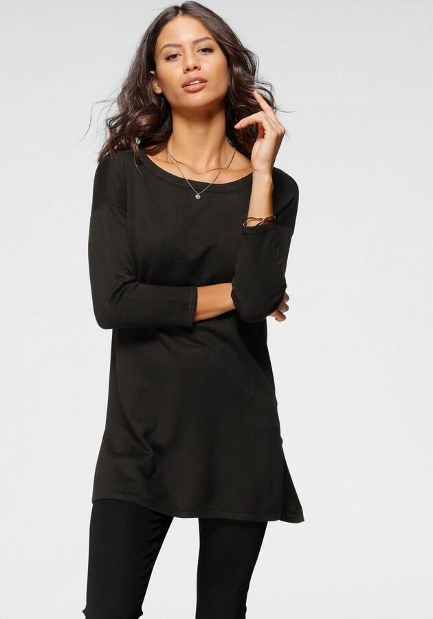 Laura Scott Lange trui Fijn breisel met boothals en zijsplit - Foto 4