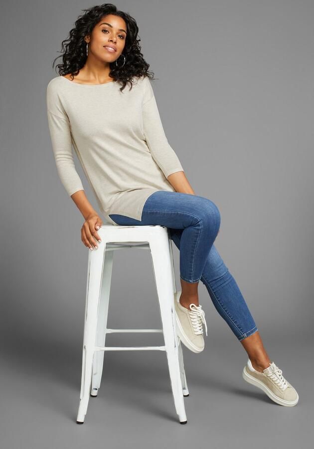 Laura Scott Lange trui Fijn breisel met boothals en zijsplit - Foto 3