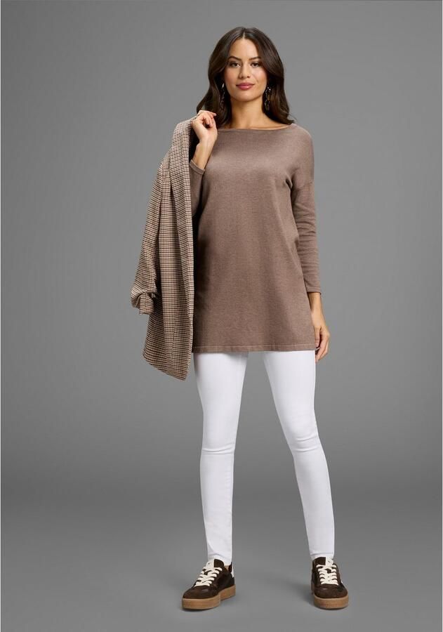 Laura Scott Lange trui Fijn breisel met boothals en zijsplit - Foto 3