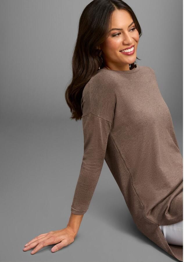 Laura Scott Lange trui Fijn breisel met boothals en zijsplit - Foto 2