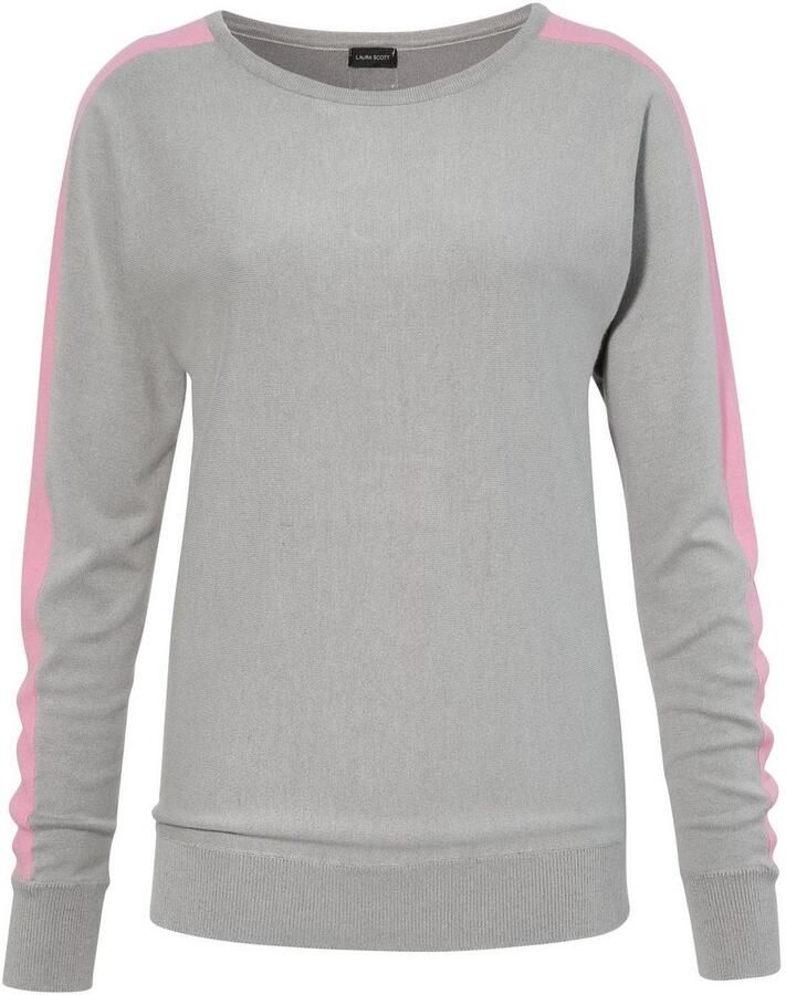 Laura Scott Lange trui met contrasterende strepen in verschillende kleuren