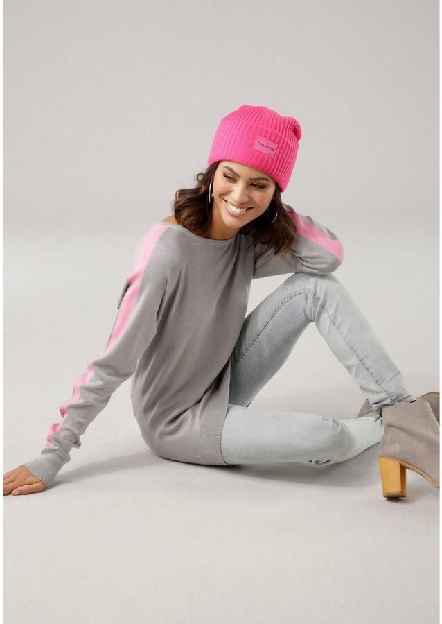 Laura Scott Lange trui met contrasterende strepen in verschillende kleuren - Foto 3