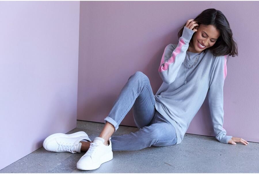 Laura Scott Lange trui met contrasterende strepen in verschillende kleuren - Foto 8