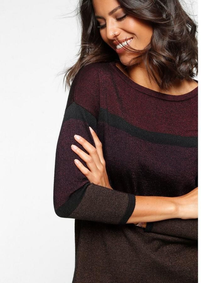 Laura Scott Lange trui met fijn glanseffect en 3 4 mouwen