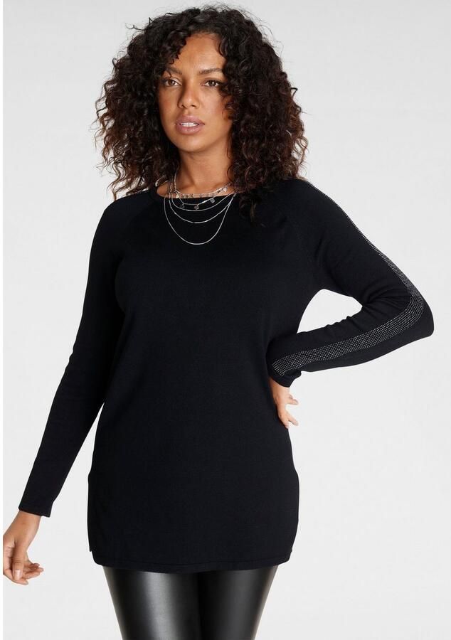 Laura Scott Lange trui met glitterstenen en zij-splits