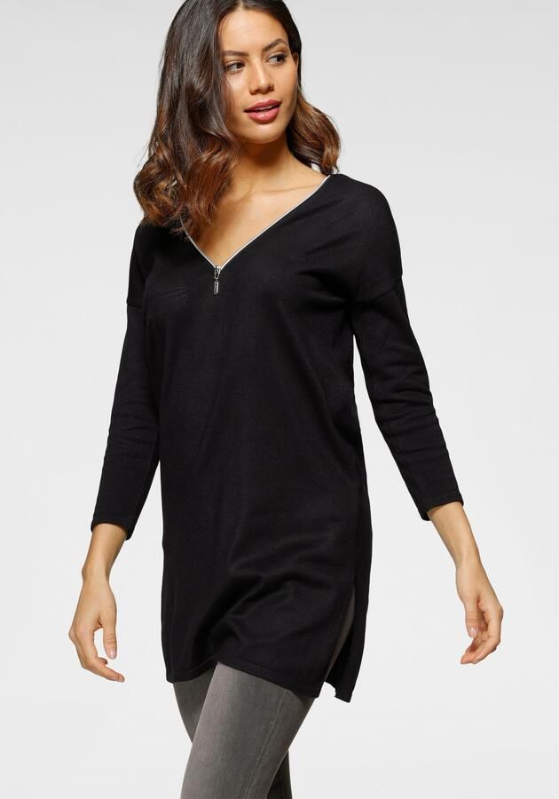 Laura Scott Lange trui met ritssluiting detail en 3 4 mouwen - Foto 7