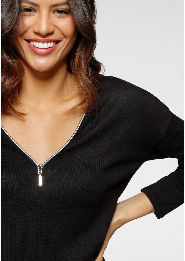 Laura Scott Lange trui met ritssluiting detail en 3 4 mouwen - Foto 2