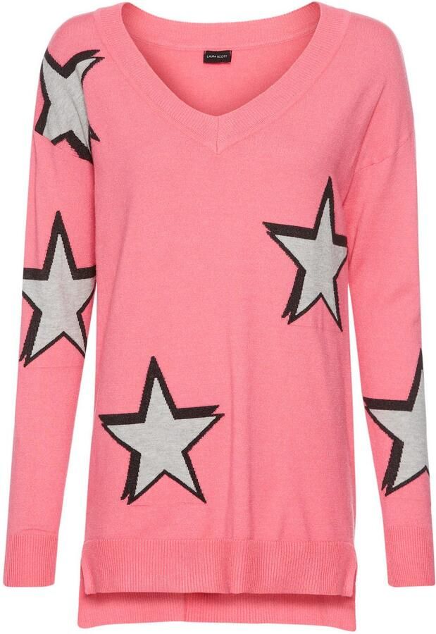 Laura Scott Lange trui met ster-design met mooie v-hals - Foto 5