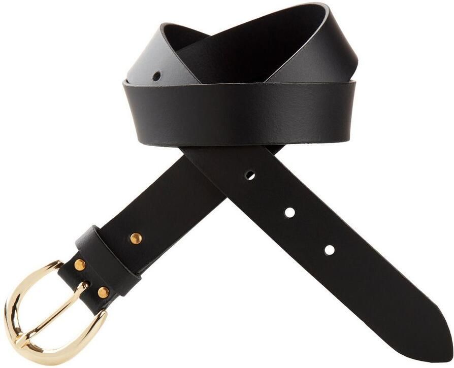 Laura Scott Leren riem met goudkleurige ronde gesp nieuw