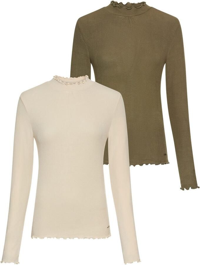 Laura Scott Longsleeve geribbeld met ruches nieuwe collectie (set 2-delig)