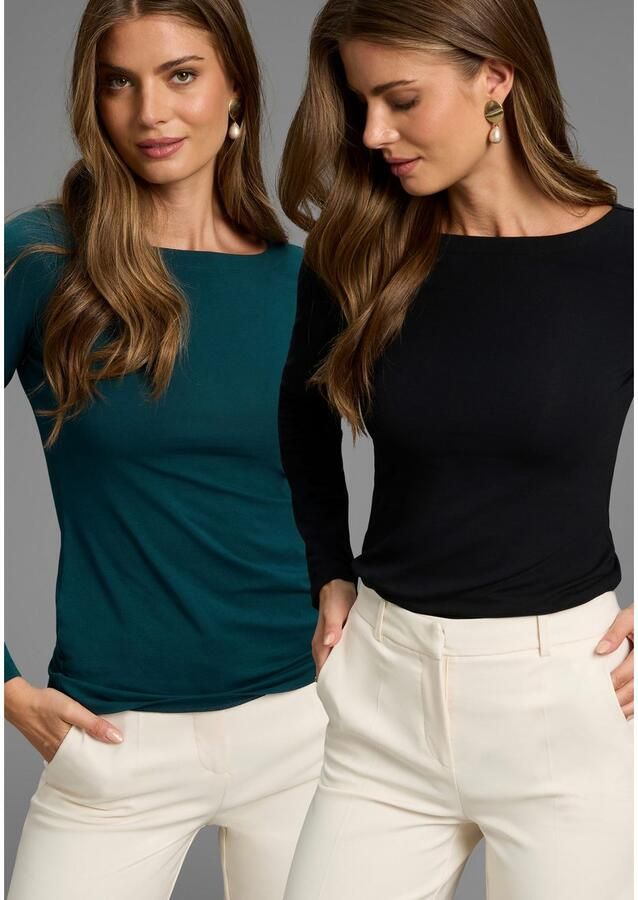 Laura Scott Longsleeve met boothals nieuwe collectie (set 2-delig)