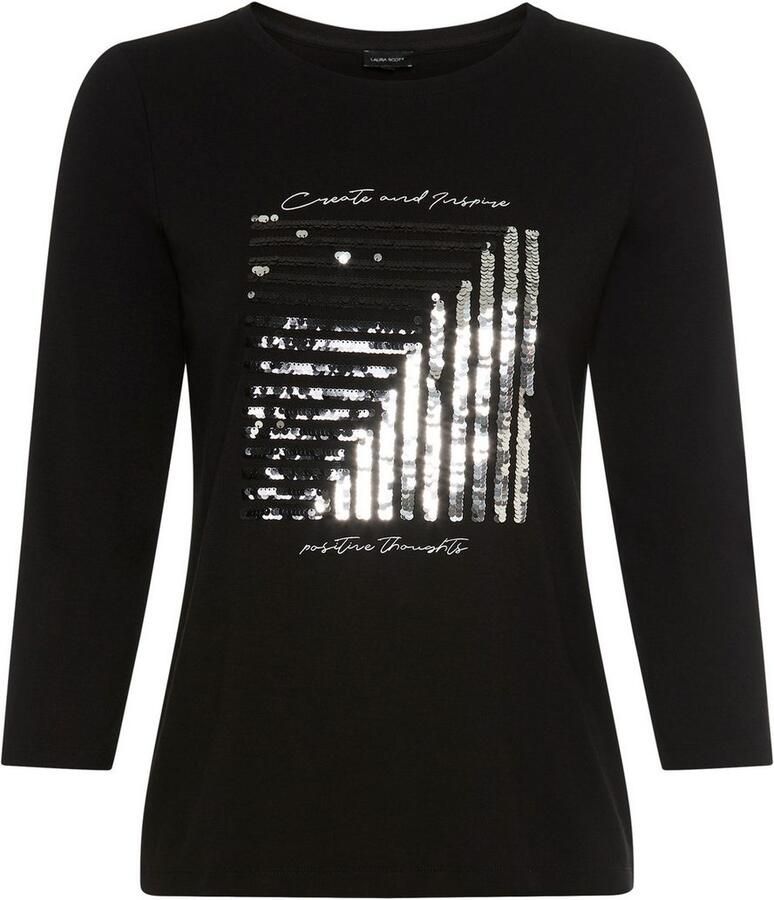 Laura Scott Longsleeve met pailletten en folieprint nieuwe collectie