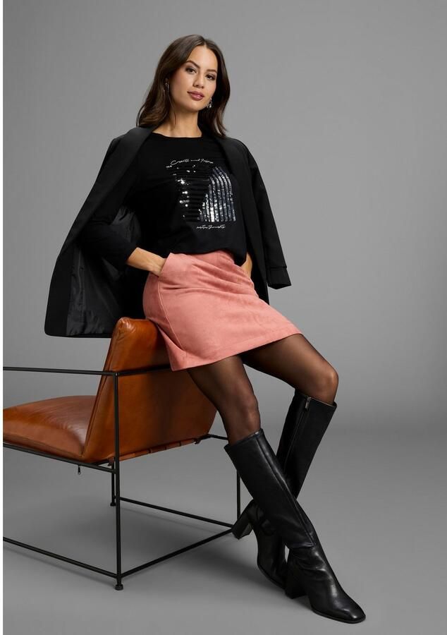 Laura Scott Longsleeve met pailletten en folieprint nieuwe collectie - Foto 3