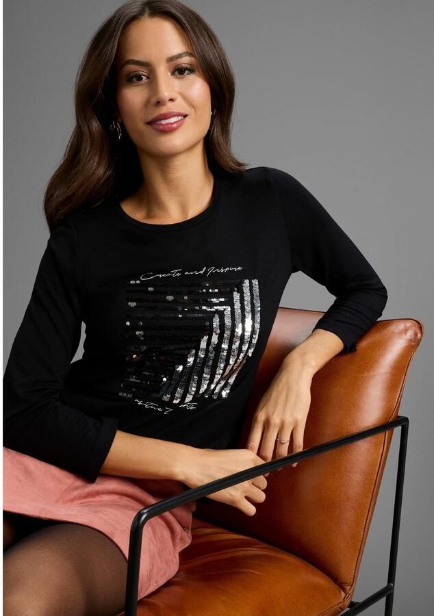 Laura Scott Longsleeve met pailletten en folieprint nieuwe collectie - Foto 4