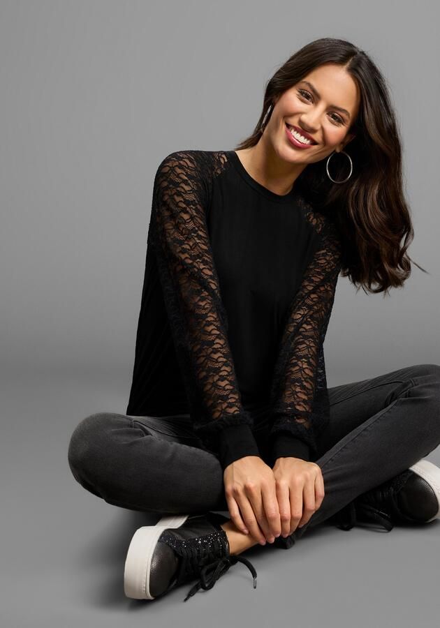 Laura Scott Longsleeve sportieve mouwvorm met kant nieuwe collectie - Foto 5