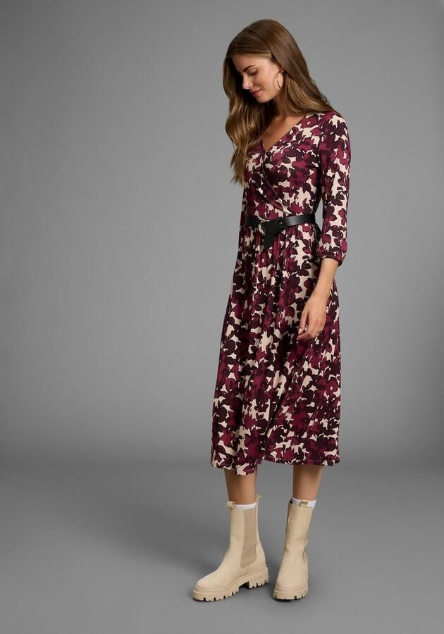 Laura Scott Midi-jurk elegant bloe patroon van viscose-mix nieuwe collectie - Foto 4