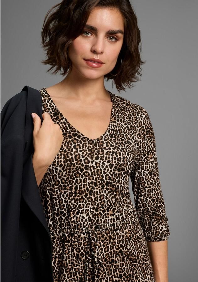 Laura Scott Midi-jurk in luipaardprint van single jersey nieuwe collectie