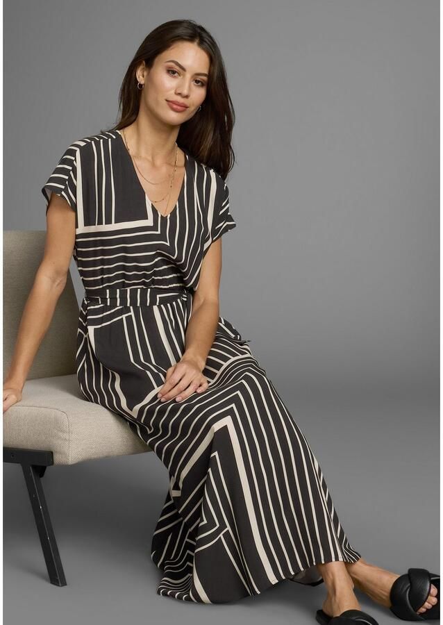 Laura Scott Midi-jurk in trendy maxi-streepdesign (2-delig Inclusief stoffen riem)