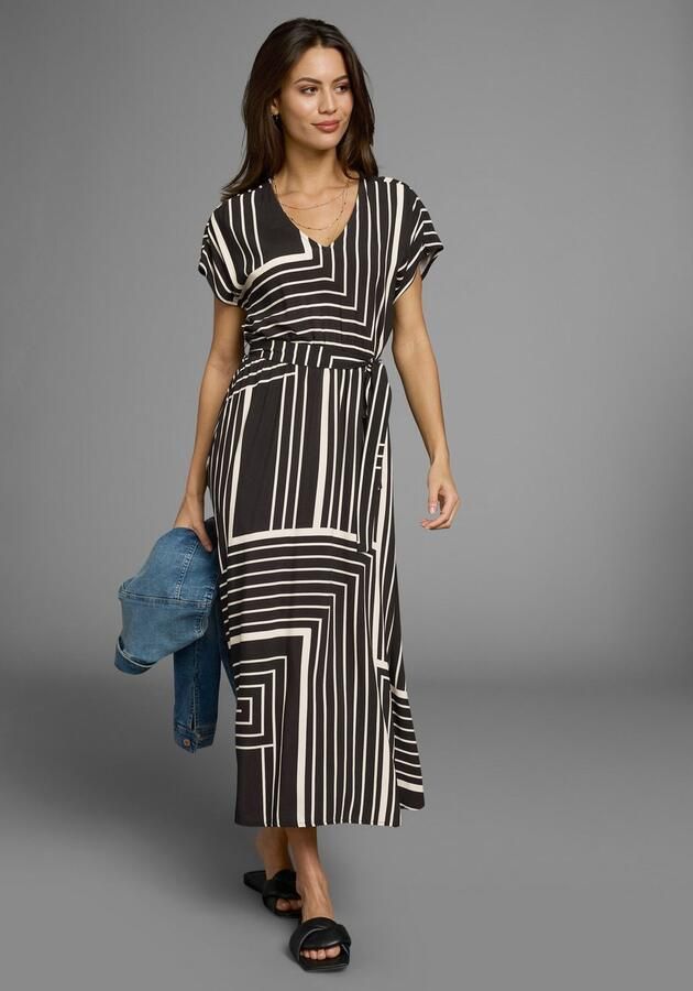 Laura Scott Midi-jurk in trendy maxi-streepdesign (2-delig Inclusief stoffen riem) - Foto 5