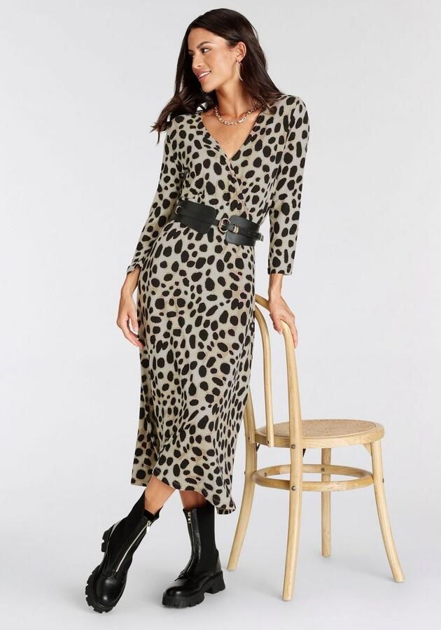 Laura Scott Midi-jurk voor chique gelegenheden kuitlang feminin van viscosemix - Foto 5