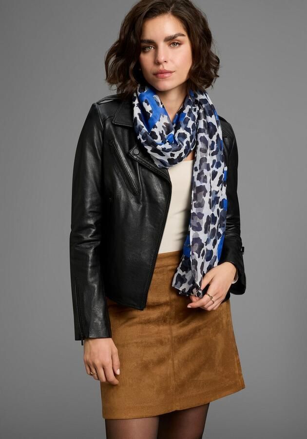 Laura Scott Modieus sjaaltje in sjaalvorm met trendy leo-allover- & heldere belettering nieuw - Foto 4