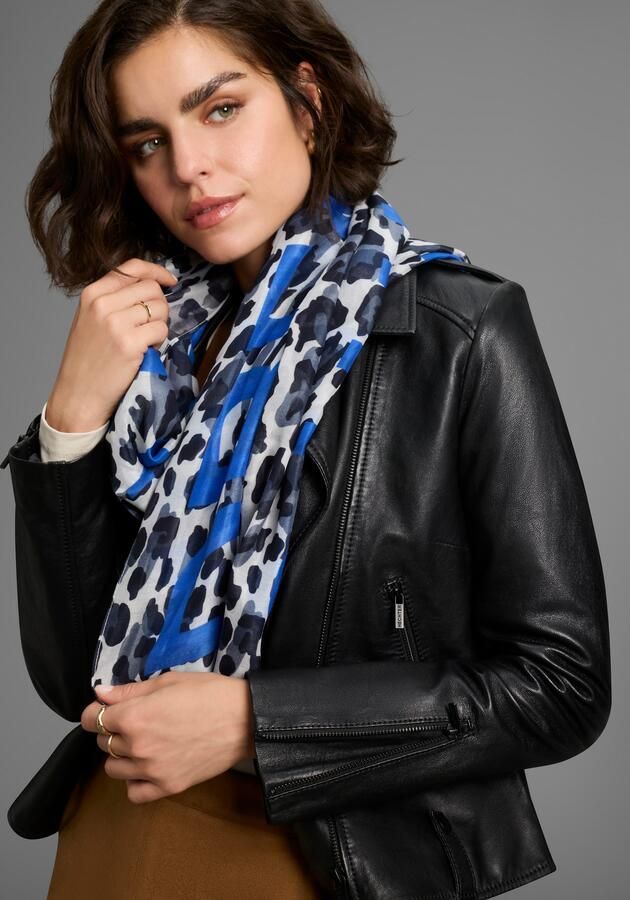 Laura Scott Modieus sjaaltje in sjaalvorm met trendy leo-allover- & heldere belettering nieuw - Foto 3