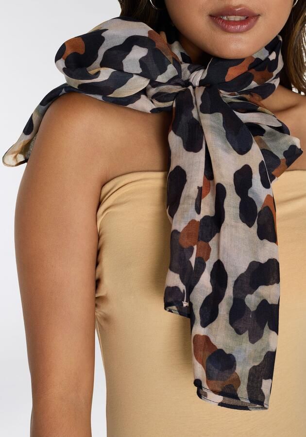 Laura Scott Modieus sjaaltje in sjaalvorm met trendy leo-allover-print - Foto 4