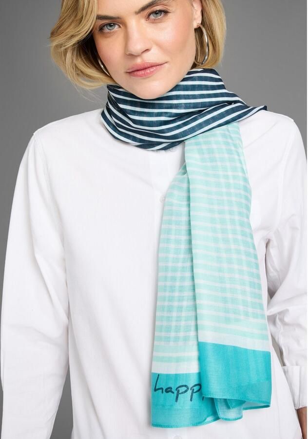 Laura Scott Modieus sjaaltje in trendy streep- & tekstontwerp nieuw - Foto 4