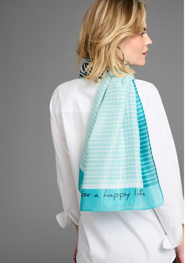 Laura Scott Modieus sjaaltje in trendy streep- & tekstontwerp nieuw - Foto 3