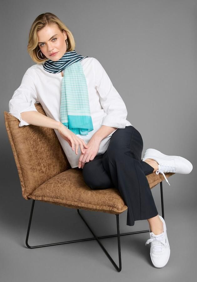 Laura Scott Modieus sjaaltje in trendy streep- & tekstontwerp nieuw - Foto 6