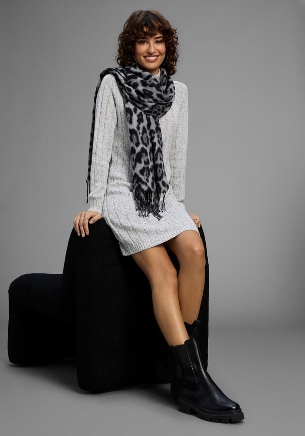 Laura Scott Modieuze sjaal in trendy luipaarddesign met franjes nieuw - Foto 3