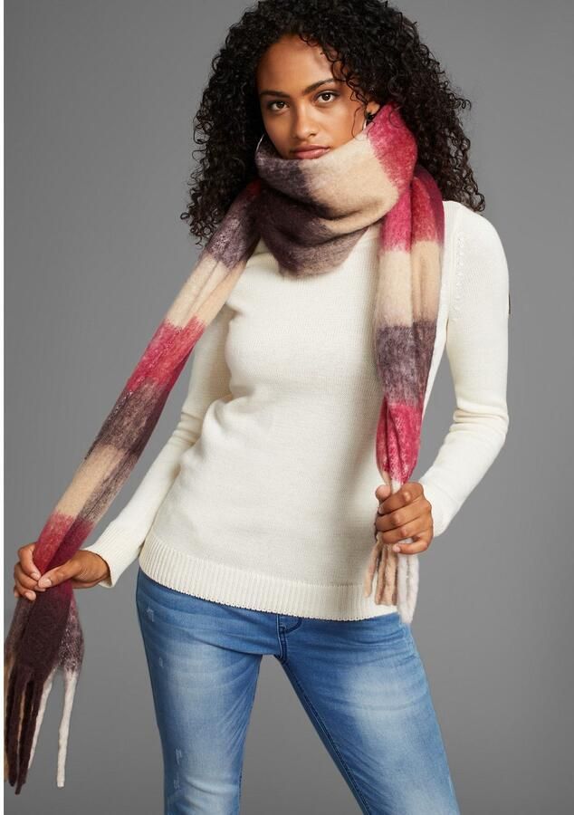 Laura Scott Modieuze sjaal in trendy ruitdesign in maxi-lengte in nieuwe kleurencombinatie - Foto 2