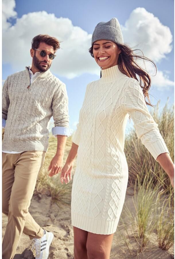 Laura Scott Gebreide jurk met kabelbreipatroon en opstaande kraag - Foto 5