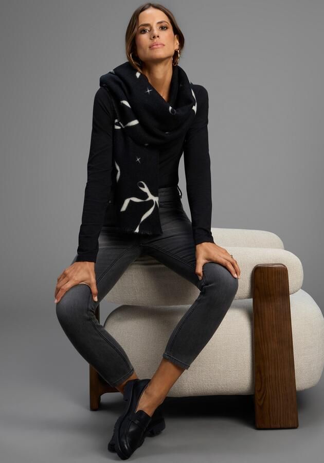 Laura Scott Modieuze sjaal met schattig strikken & sterren patroon nieuw - Foto 4