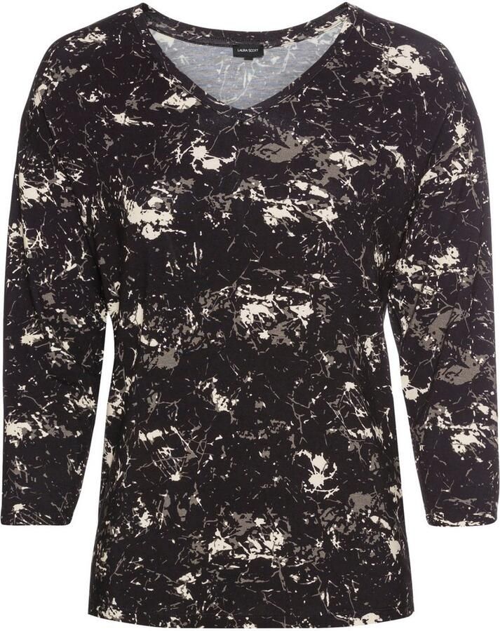 Laura Scott Shirt met 3 4-mouwen casual gesneden bedrukt v-hals